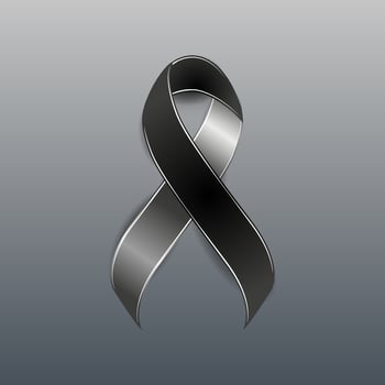 black ribbon mourning with dark background vector