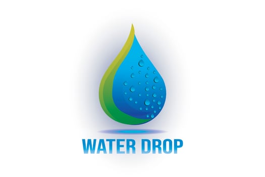 Water drop logo with bubbles. Water drop. vector