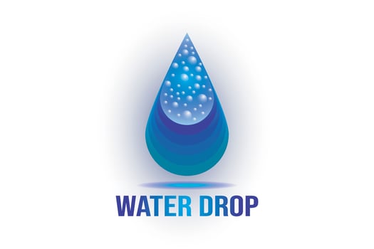 Water drop logo with bubbles. Water drop icon. vector