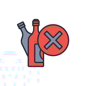 no alcohol icon. .Editable stroke.linear style sign for use web design,logo.Symbol illustration. vector