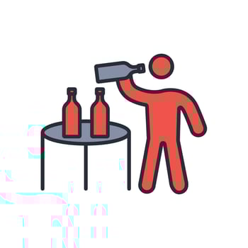 drinking beer icon. .Editable stroke.linear style sign for use web design,logo.Symbol illustration. vector