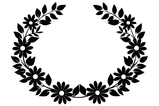 one semicircular floral decoration cutouts png