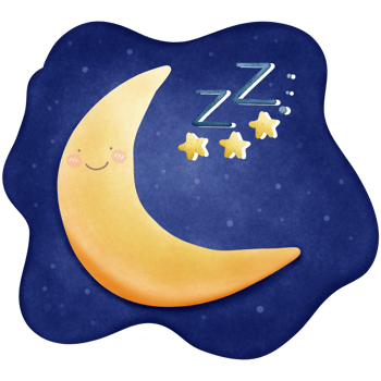 Good night stars moon pillow and clouds in the blue sky. png