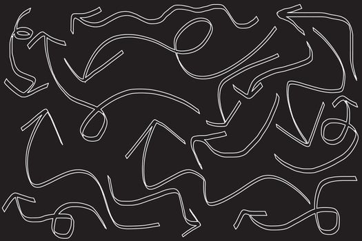 set of arrow doodle on black background. vector