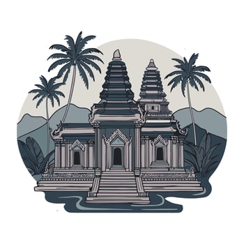 An illustration of a temple in angkor wat vector