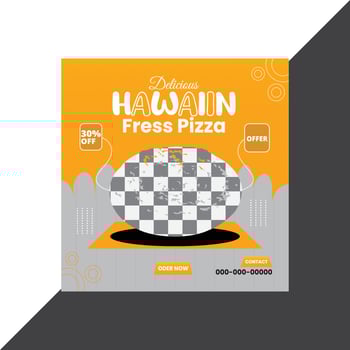 Delicious Hawaiin Fress Pizza Social Media Design vector