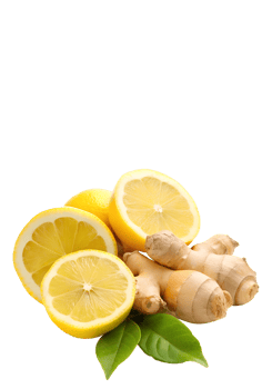 Refreshing lemon wedges and spicy ginger on an isolated background png