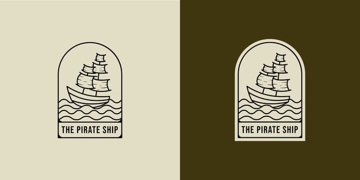Sailing ship logo illustration. Ship or Boat modern line art logo design. Sailing ship, sailing boat logo badge design vector