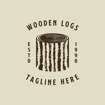 Wooden logs vintage logo design. Oak bark texture logo illustration vector