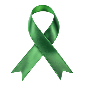Green ribbon for mental health awareness, cut out transparent png