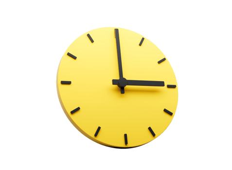 3d Simple Yellow Round Wall Clock 3 O'clock Three O'clock On 3d illustration png