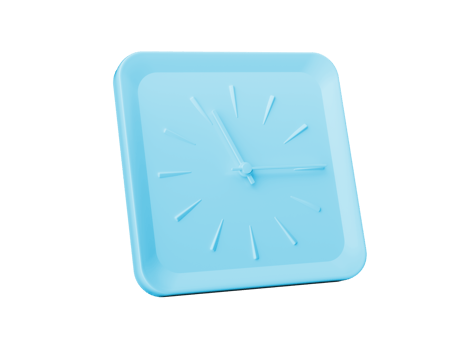 3d Simple Blue Square Wall Clock Eleven Fifteen Quarter Past 11, 3d illustration png