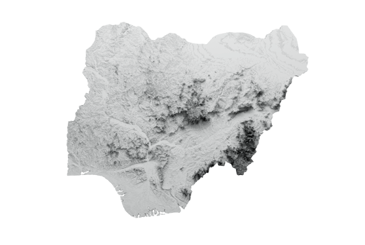 Nigeria Map Flag Shaded relief Color Height map 3d illustration png
