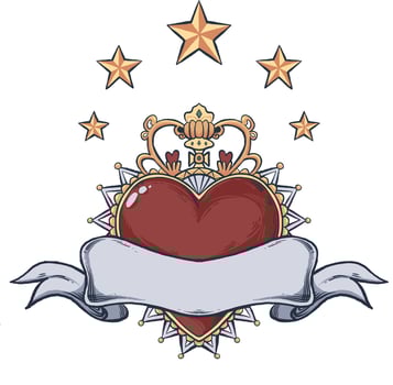 Love crown rockabilly logo illustration vector