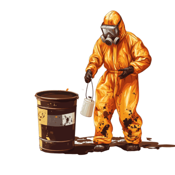 Worker in suit handling hazards, cut out transparent png