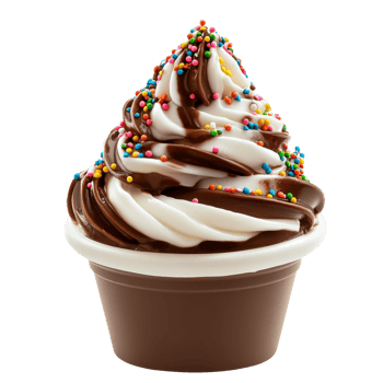 Choco-vanilla soft serve with sprinkles, cut out transparent png