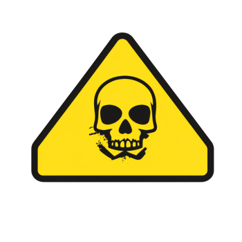 Skull and crossbones warning sign, cut out transparent png