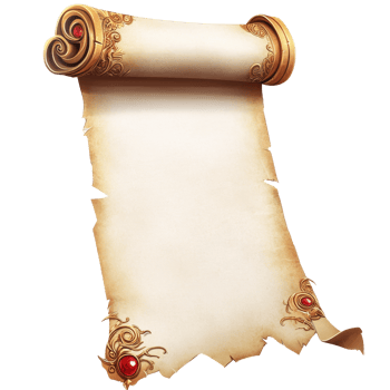 Ornate ancient scroll with decorative ends, cut out transparent png
