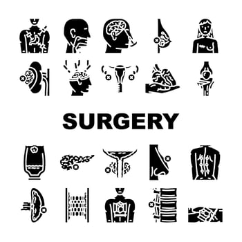 surgery health recovery icons set vector