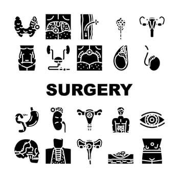 surgery hospital operation icons set vector