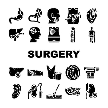 surgery doctor scalpel icons set vector