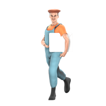 Male Artistic 3D Animation. A male painter walks with his left hand carrying a painting canvas. Painter Model png