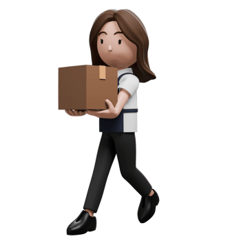 Store employee carrying a cardboard box, walking during a task. png