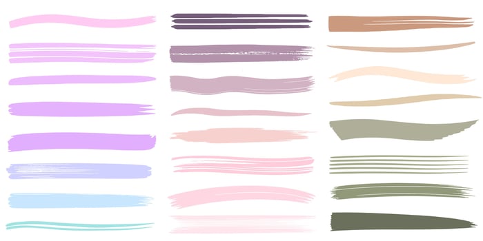Set of hand drawn brush strokes in pastel colors. Colorful brushstroke. Pastel brush strokes. vector