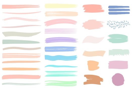 Set of hand drawn backgrounds and brush strokes in pastel colors. Colorful brushstroke. Pastel brush strokes. vector