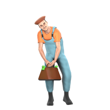 of Professional Male Painter. A male painter is carrying a money bag with both hands. Art Model png