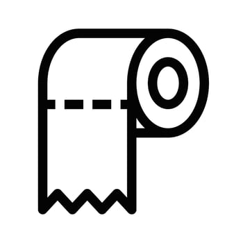 Icon of a toilet paper roll, suitable for bathroom, hygiene, and sanitary themes. Simple black and white design. Editable stroke. vector