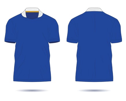 Blue soccer jersey uniform mockup front and back view vector
