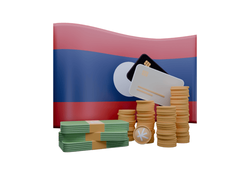 Amazing 3D render illustration of Laos flag and currency called Kip png