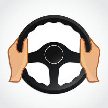 steering wheel with hands symbol vector