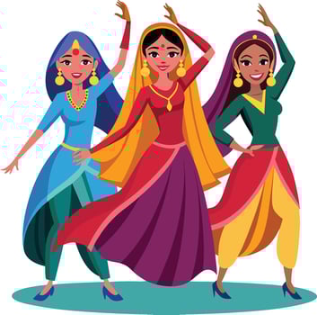 Three beautiful Bollywood Dancers vector