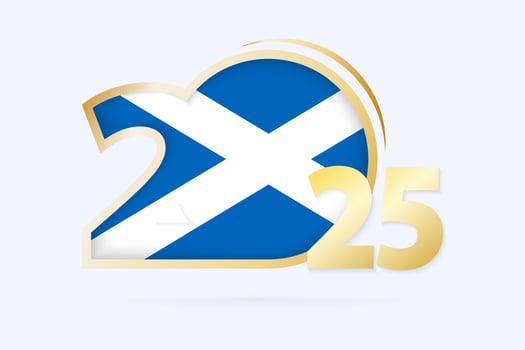 Year 2025 with Scotland Flag pattern. vector