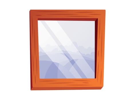 Wall decorative painting in wooden frame, isolated on white cartoon illustration. Interior decor element. vector