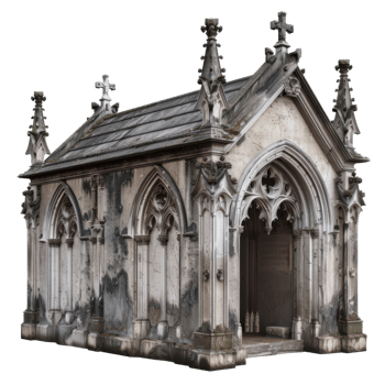 A small gothic building with a cross on top png