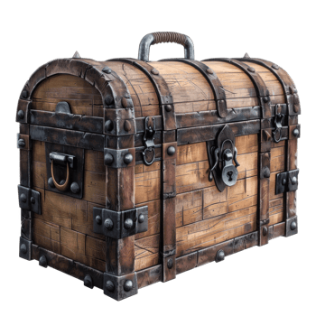 A wooden chest with metal handles and locks png