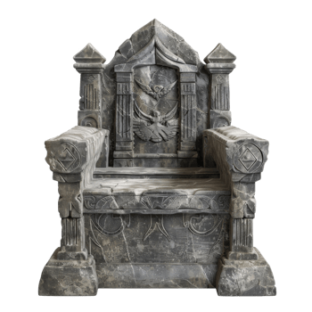 Ornate Stone Throne with Winged Figure Carving png