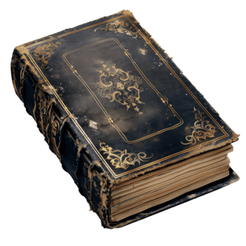 An Old, Worn Book with Ornate Gold Design png