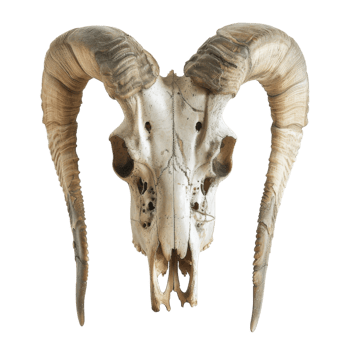 Ram Skull with Large Curved Horns png