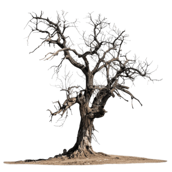 A Dead Tree Stands Tall Against a Black Background png