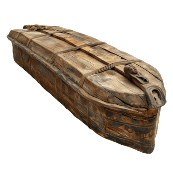 Ancient Egyptian Wooden Coffin with Carved Human Figure png