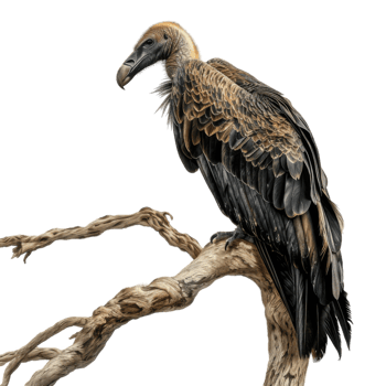 A Hooded Vulture Perched on a Branch png