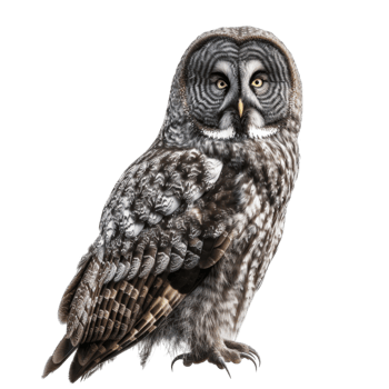 A Great Grey Owl with Intense Yellow Eyes png