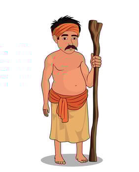 Village character design of poor short highted man vector