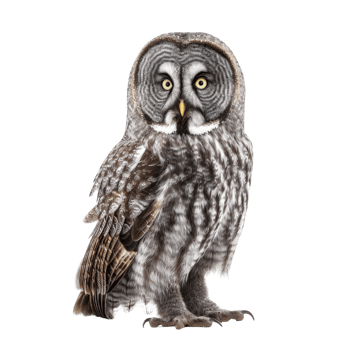 A Great Gray Owl with Yellow Eyes png