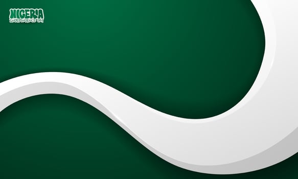 Wavy 3d white shape design in green gradient background. Nigeria independence day template. Nigeria national day campaign vector