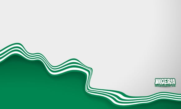 Gradient white and green background design with wavy green white ribbon. Good template for nigeria independence day campaign vector